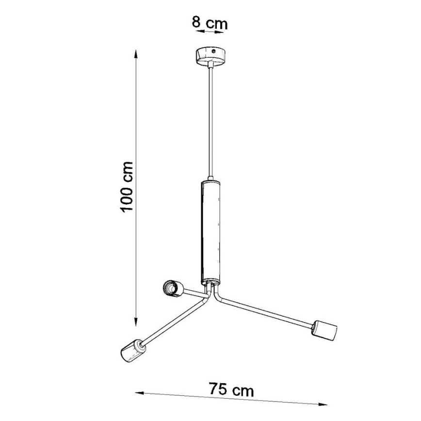 Żyrandol na lince DUOMO 3D 3xE27/60W/230V czarny