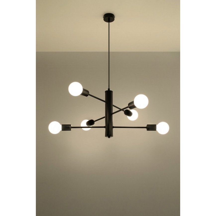 Żyrandol na lince DUOMO 6 6xE27/60W/230V czarny