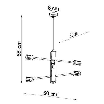 Żyrandol na lince DUOMO 6 6xE27/60W/230V czarny