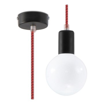 Żyrandol na lince EDISON 1xE27/60W/230V czarny/ czerwony