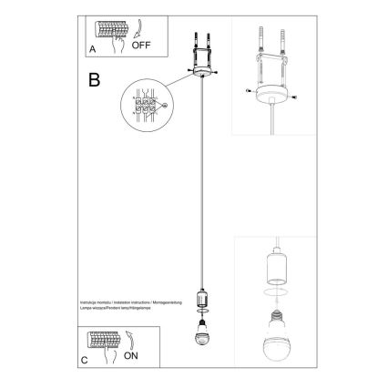 Żyrandol na lince EDISON 1xE27/60W/230V czarny