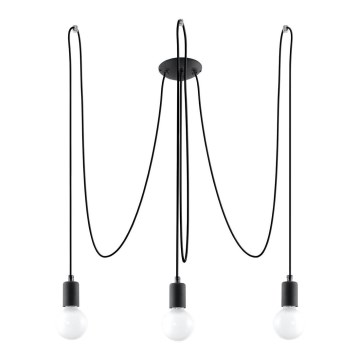 Żyrandol na lince EDISON 3 3xE27/60W/230V pająk czarny