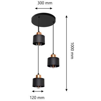 Żyrandol na lince EDISON 3xE27/15W/230V
