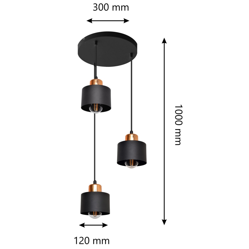 Żyrandol na lince EDISON 3xE27/15W/230V