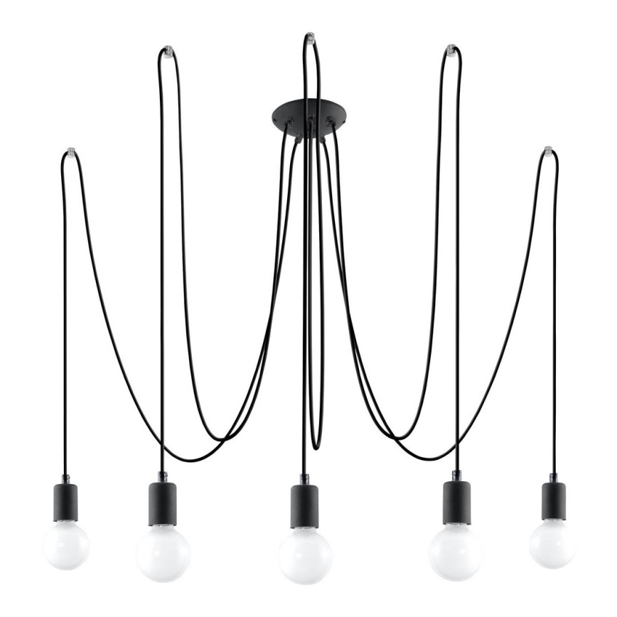 Żyrandol na lince EDISON 5 5xE27/60W/230V pająk czarny