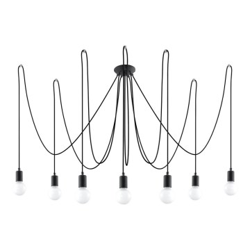 Żyrandol na lince EDISON 7 7xE27/60W/230V pająk czarny