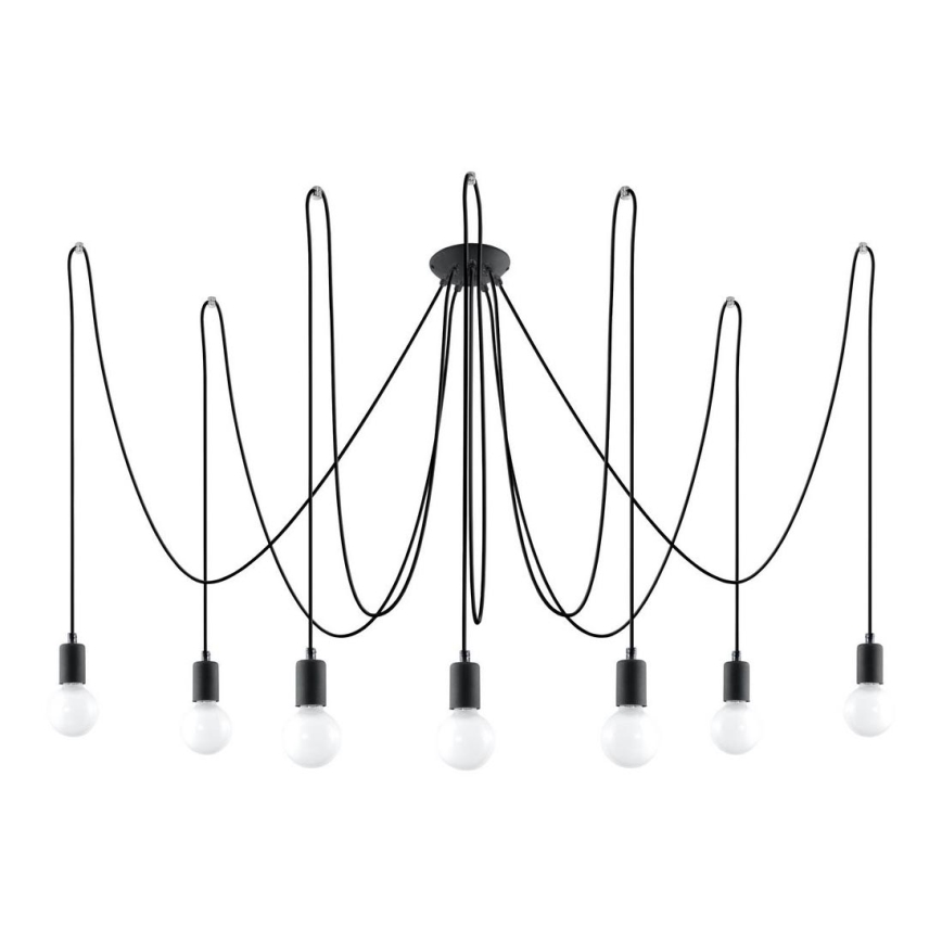 Żyrandol na lince EDISON 7 7xE27/60W/230V pająk czarny
