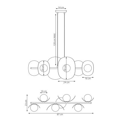 Żyrandol na lince ELEMENTI 6xG9/8W/230V czarny