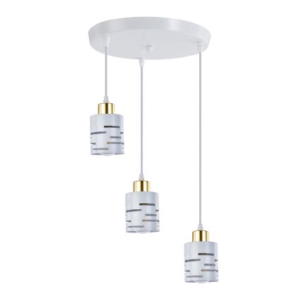 Żyrandol na lince ELEN 3xE27/35W/230V śr. 29 cm biały/złoty