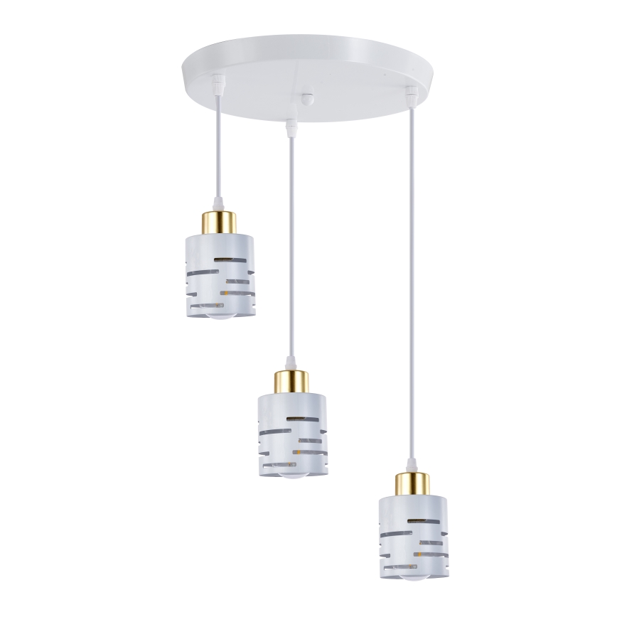 Żyrandol na lince ELEN 3xE27/35W/230V śr. 29 cm biały/złoty
