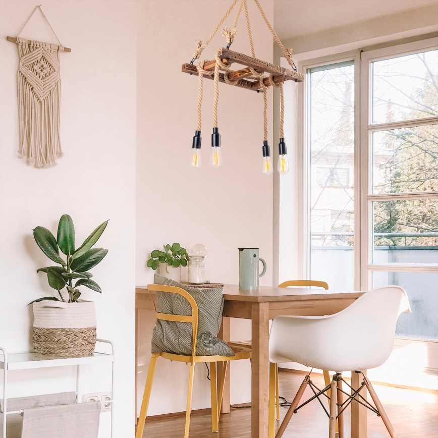 Żyrandol na lince EREBOS 4xE27/40W/230V brązowy