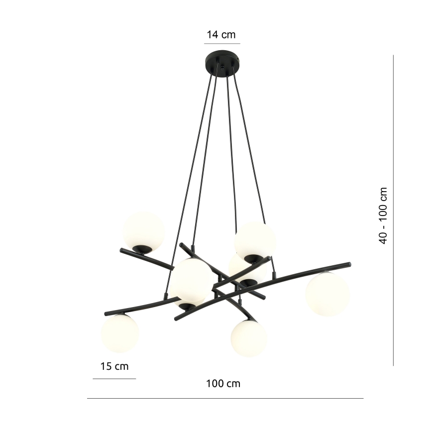 Żyrandol na lince ESSA 8xE14/10W/230V czarny/biały