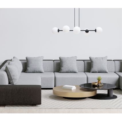 Żyrandol na lince FIRA 5xE27/60W/230V czarny
