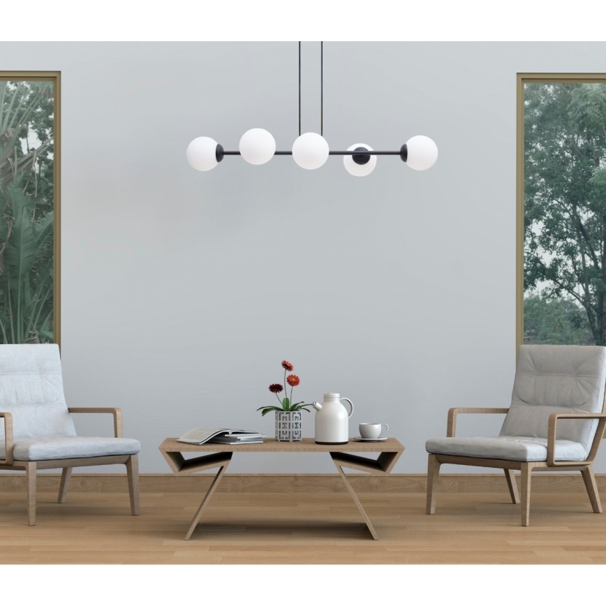 Żyrandol na lince FIRA 5xE27/60W/230V czarny