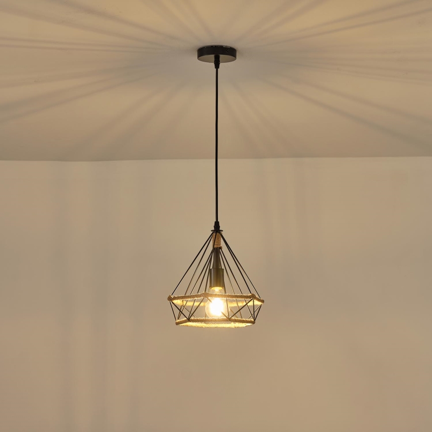 Żyrandol na lince FLARE 1xE27/15W/230V śr. 25 cm beżowy