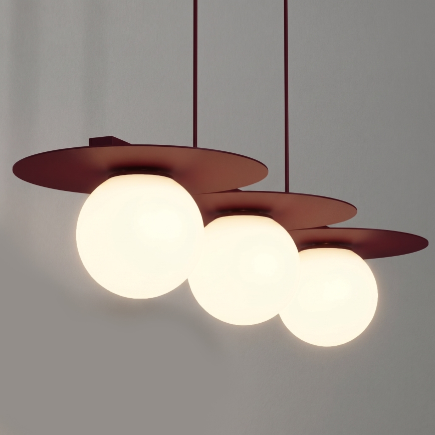 Żyrandol na lince FLAT 3xE27/15W/230V bordowy