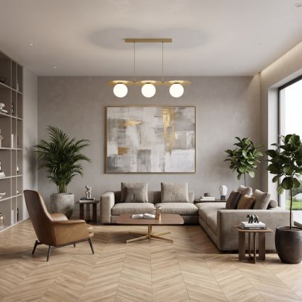 Żyrandol na lince FLAT 3xE27/15W/230V złoty