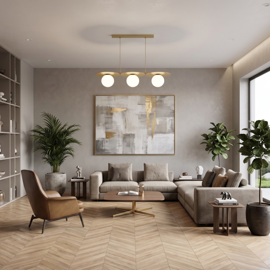 Żyrandol na lince FLAT 3xE27/15W/230V złoty
