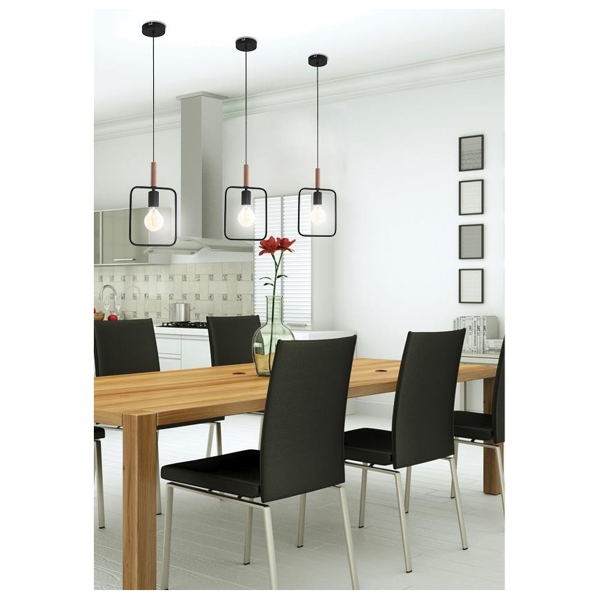 Żyrandol na lince FRAME 1xE27/60W/230V czarny