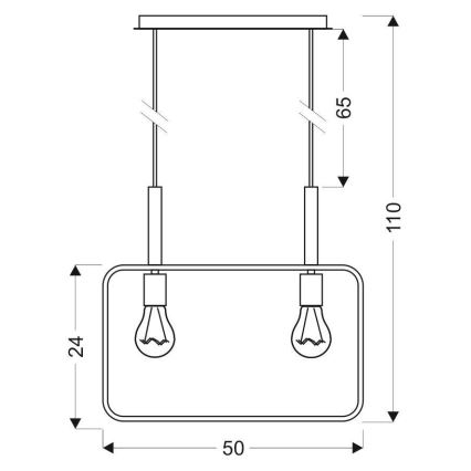 Żyrandol na lince FRAME 2xE27/60W/230V czarny