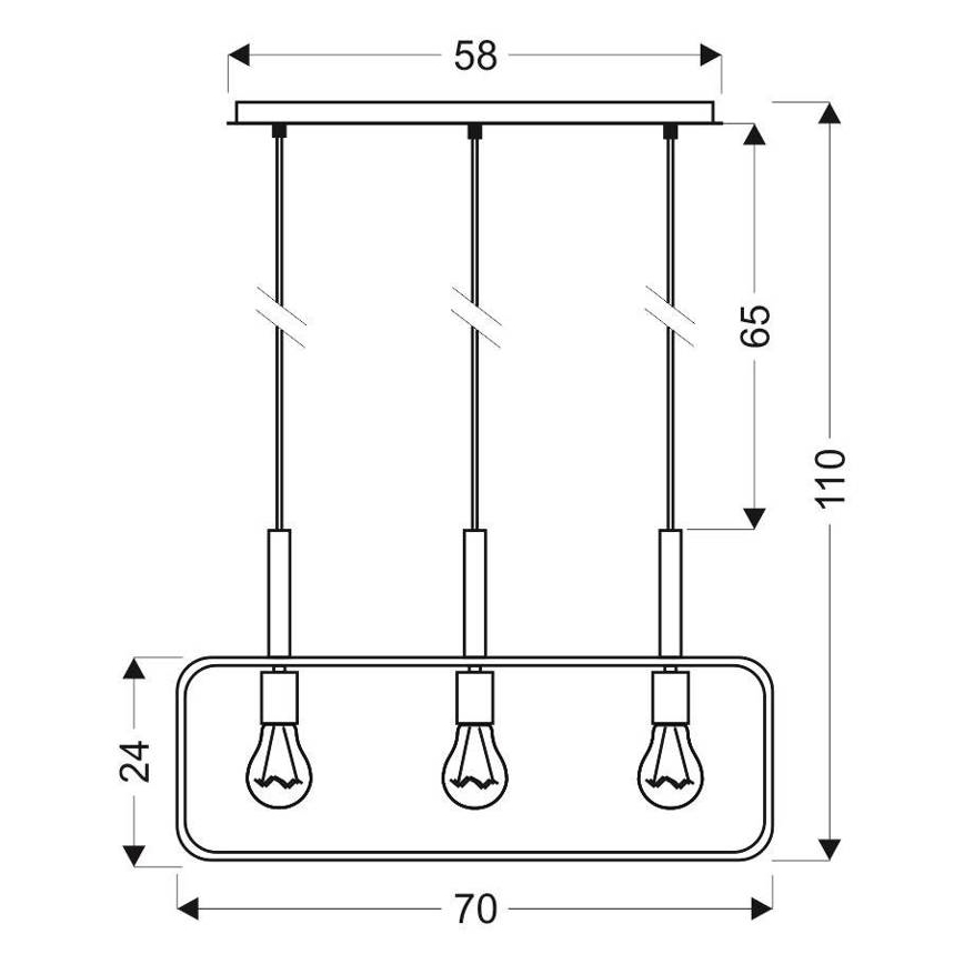 Żyrandol na lince FRAME 3xE27/60W/230V czarny