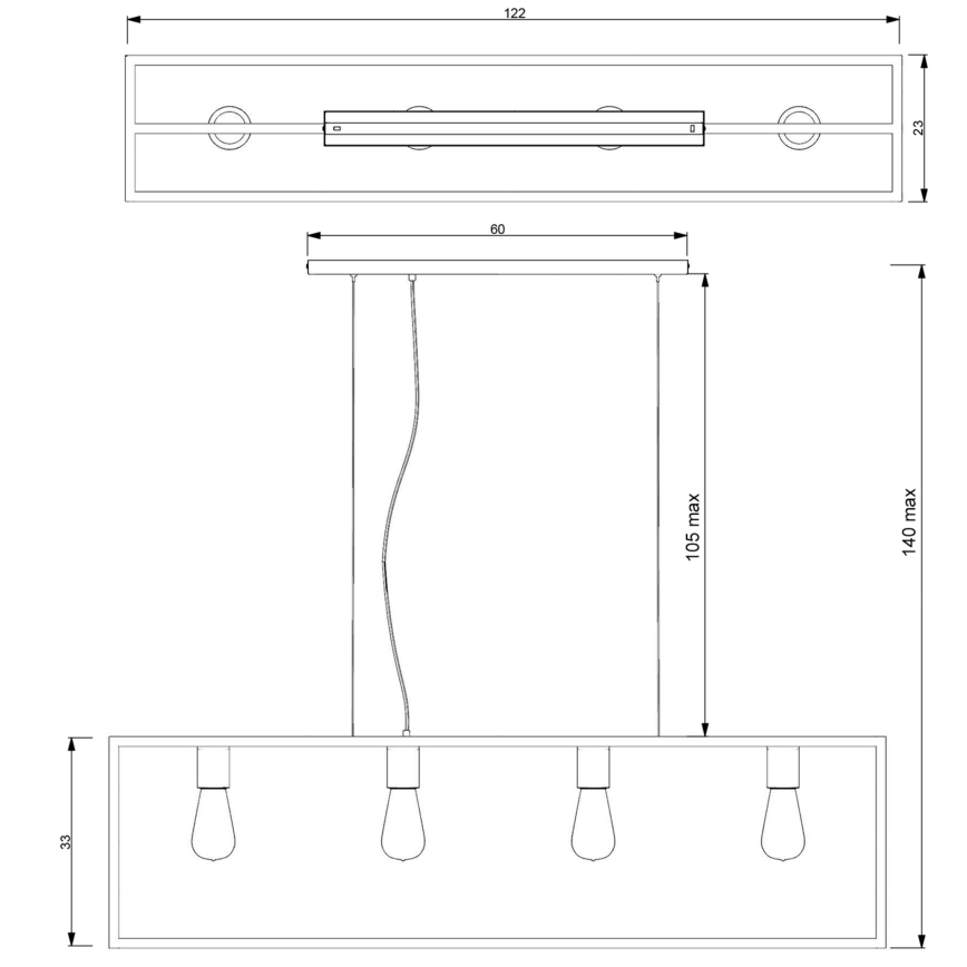 Żyrandol na lince FRAME 4xE27/60W/230V czarny