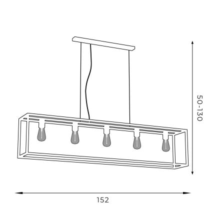 Żyrandol na lince FRAME 5xE27/60W/230V czarny