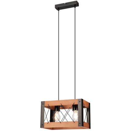 Żyrandol na lince FRIDA 2xE27/60W/230V czarne/brązowe buk