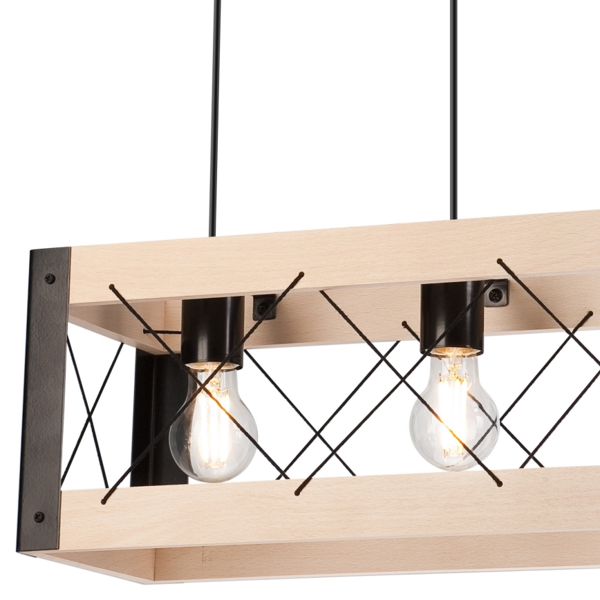 Żyrandol na lince FRIDA 3xE27/60W/230V czarne/beżowe buk