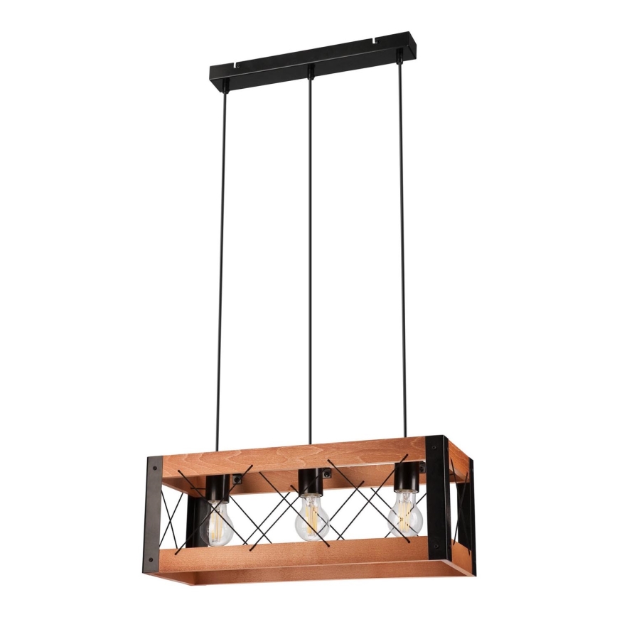 Żyrandol na lince FRIDA 3xE27/60W/230V czarne/brązowe buk