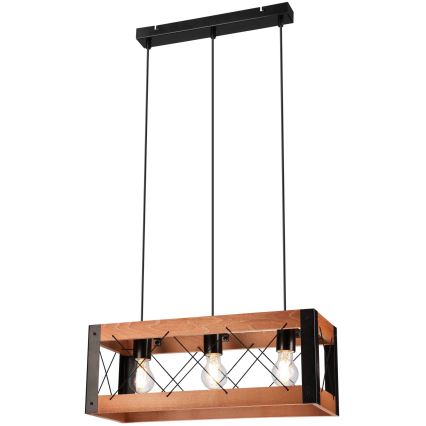 Żyrandol na lince FRIDA 3xE27/60W/230V czarne/brązowe buk
