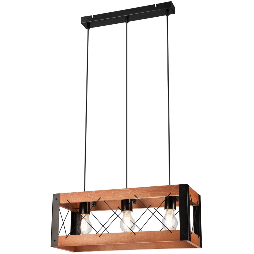 Żyrandol na lince FRIDA 3xE27/60W/230V czarne/brązowe buk