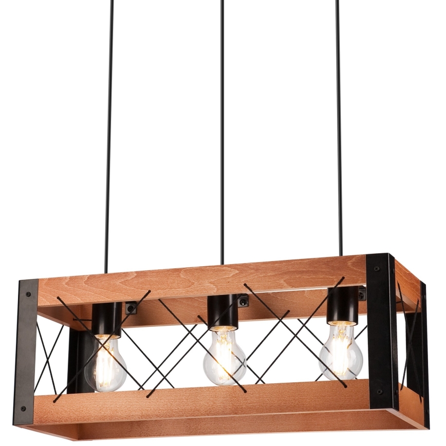 Żyrandol na lince FRIDA 3xE27/60W/230V czarne/brązowe buk