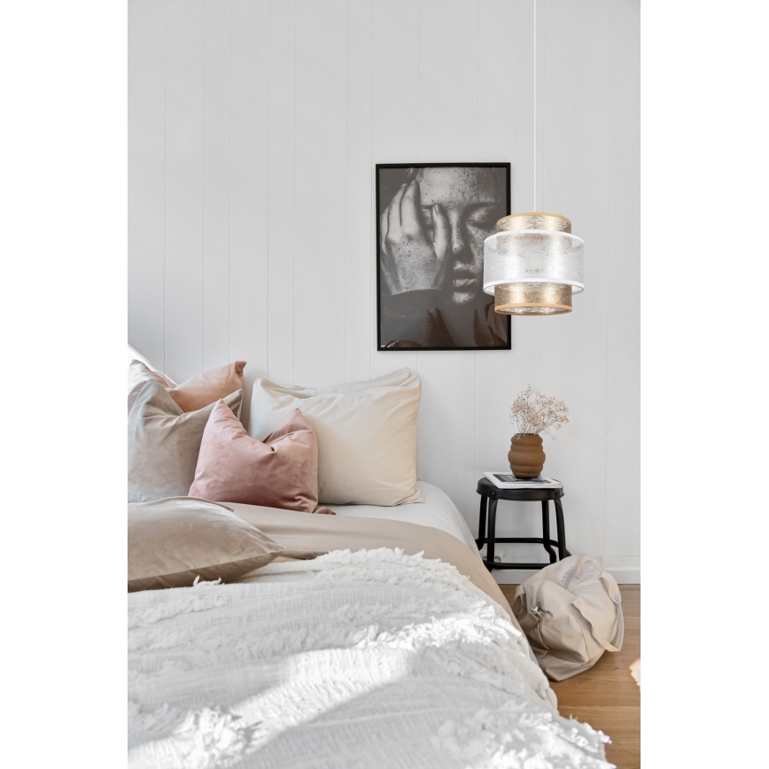 Żyrandol na lince GABI 1xE27/60W/230V złoty/biały śr. 20 cm