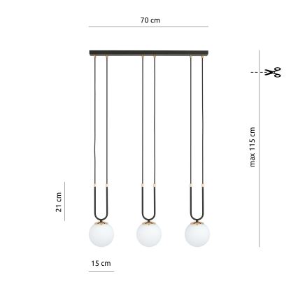 Żyrandol na lince GLAM 3xE14/10W/230V czarny