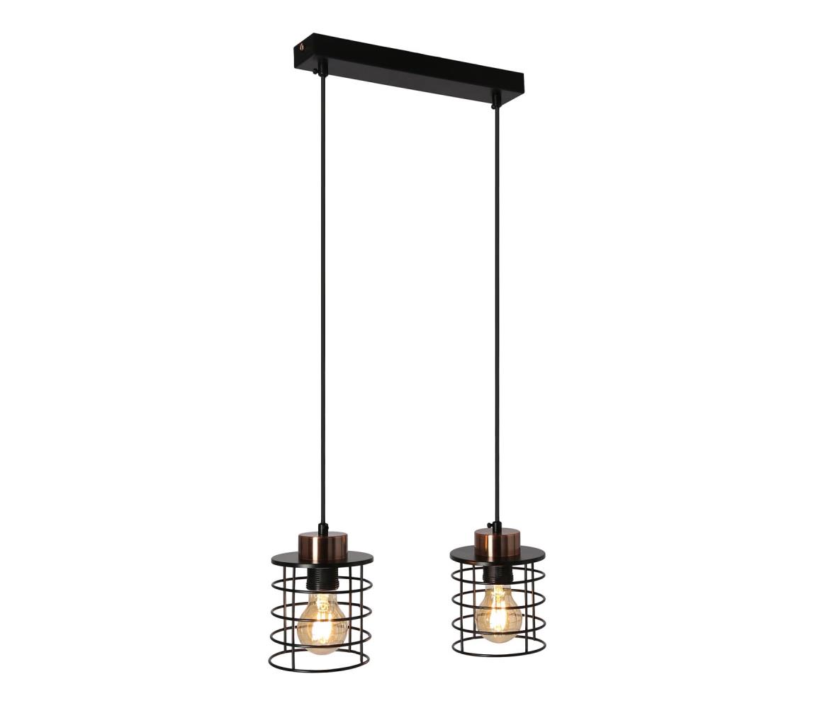 Żyrandol na lince GLOB 2xE27/40W/230V czarny