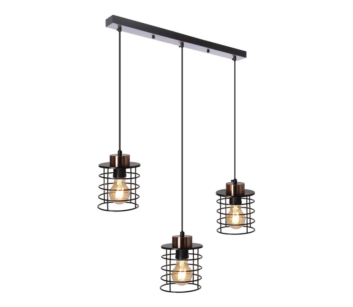 Żyrandol na lince GLOB 3xE27/40W/230V czarny