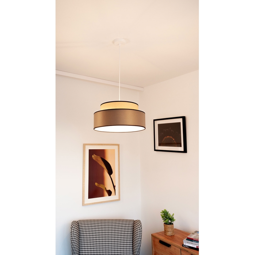 Żyrandol na lince GRACE 1xE27/60W/230V beżowy/brązowy
