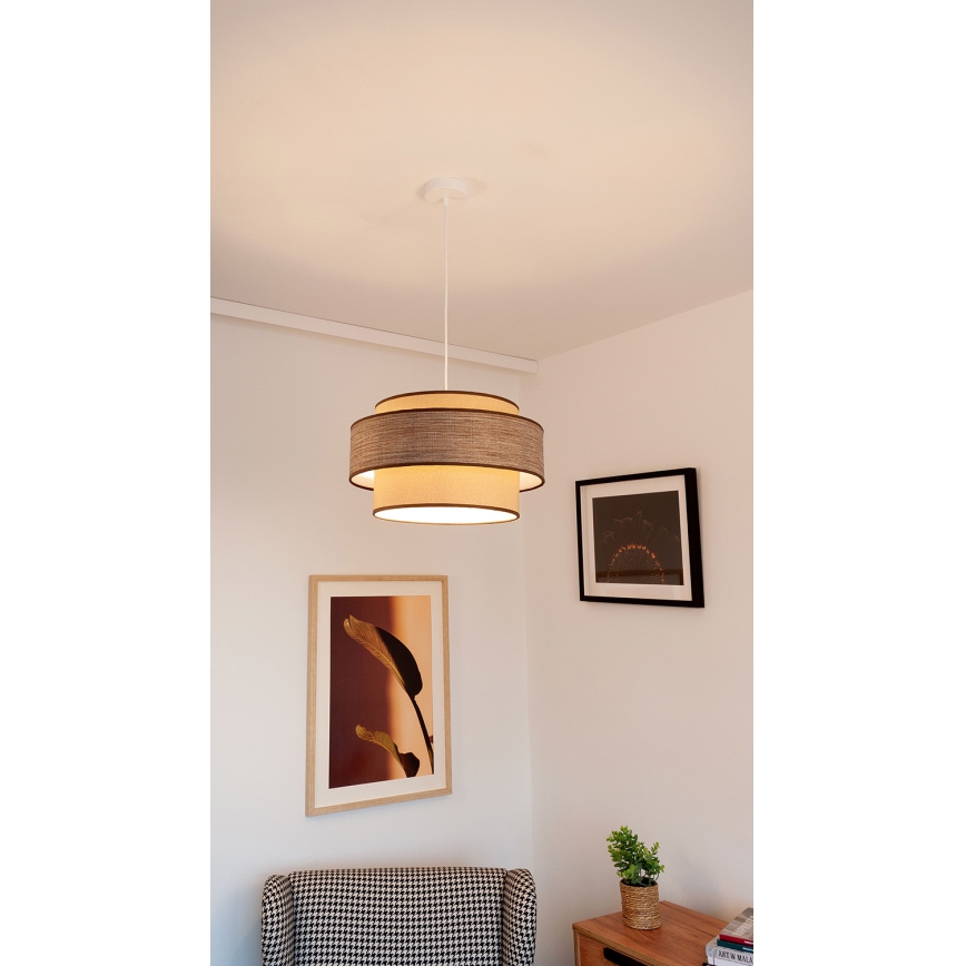 Żyrandol na lince GRACE 1xE27/60W/230V beżowy/brązowy