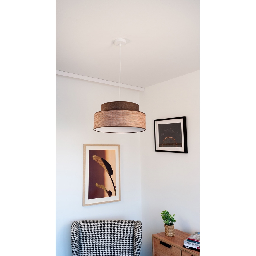 Żyrandol na lince GRACE 1xE27/60W/230V brązowy/beżowy