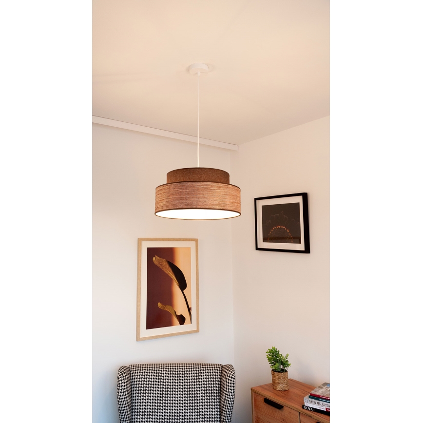 Żyrandol na lince GRACE 1xE27/60W/230V brązowy/beżowy