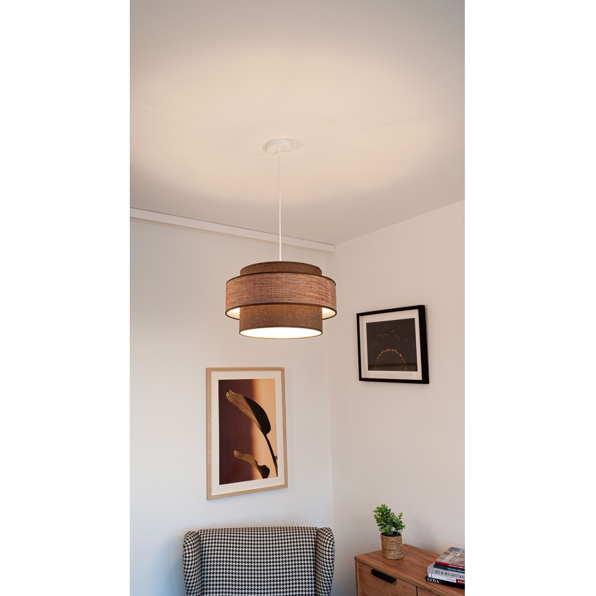 Żyrandol na lince GRACE 1xE27/60W/230V brązowy/beżowy
