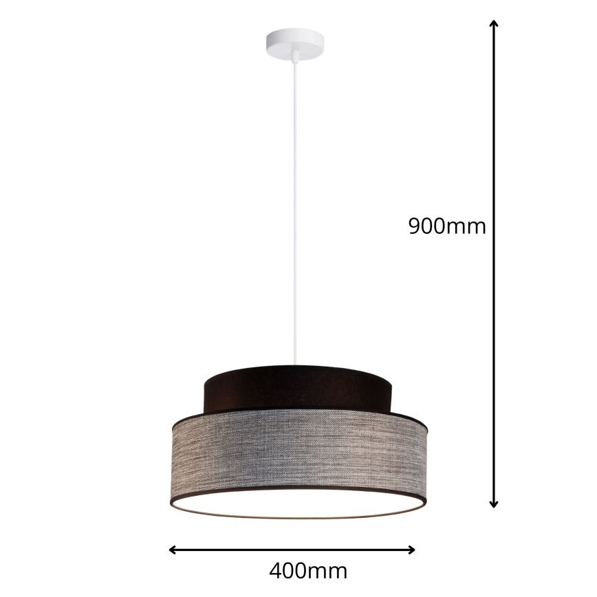 Żyrandol na lince GRACE 1xE27/60W/230V czarny/szary