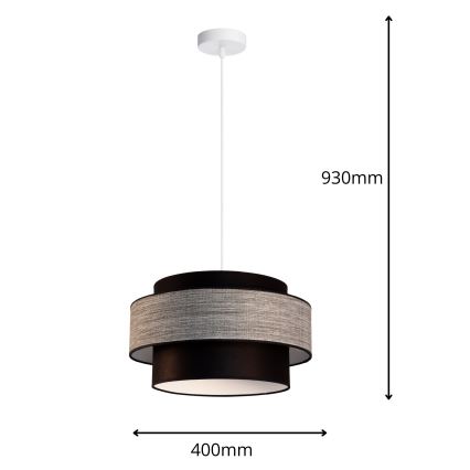 Żyrandol na lince GRACE 1xE27/60W/230V czarny/szary