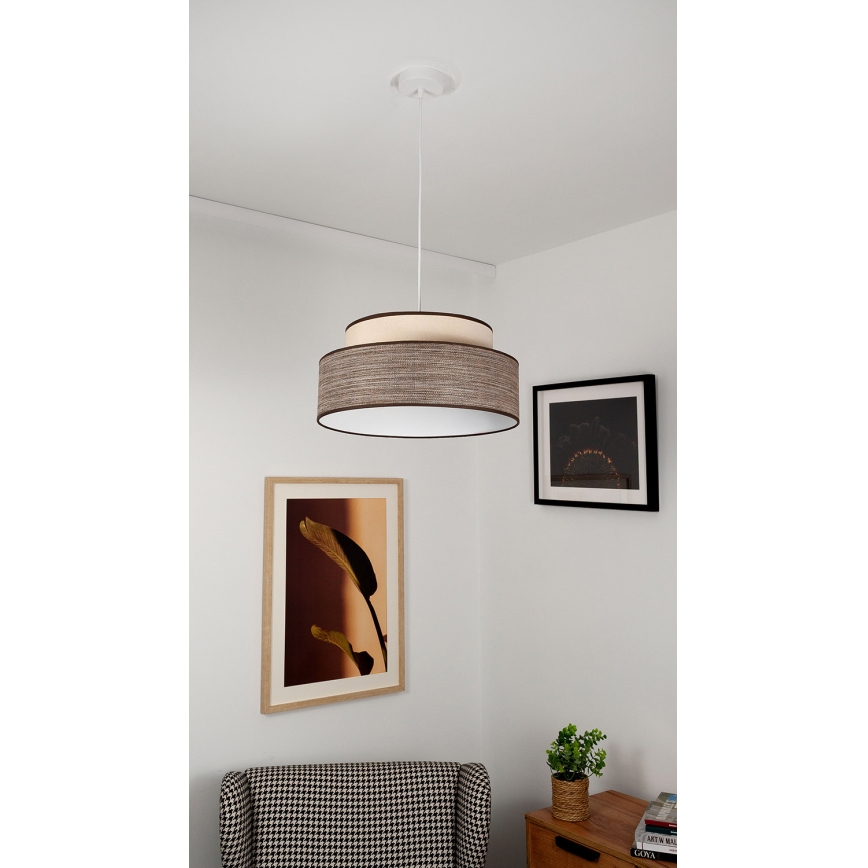 Żyrandol na lince GRACE 1xE27/60W/230V kremowy/brązowy