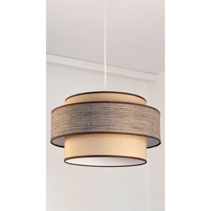 Żyrandol na lince GRACE 1xE27/60W/230V śr. 40 cm beżowy/brązowy