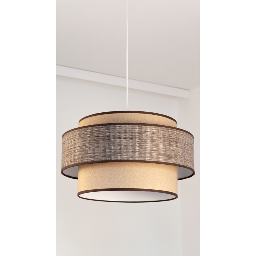 Żyrandol na lince GRACE 1xE27/60W/230V śr. 40 cm beżowy/brązowy