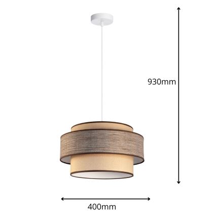 Żyrandol na lince GRACE 1xE27/60W/230V śr. 40 cm beżowy/brązowy