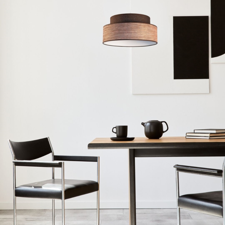 Żyrandol na lince GRACE 1xE27/60W/230V śr. 40 cm brązowy/beżowy