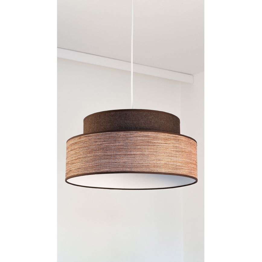 Żyrandol na lince GRACE 1xE27/60W/230V śr. 40 cm brązowy/beżowy
